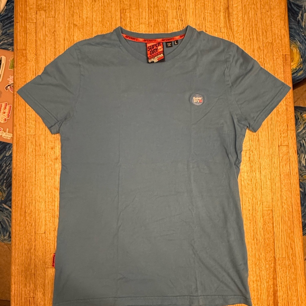 Superdry Orange Label Tee Co. Men's Large T-shirt Cotton Blue